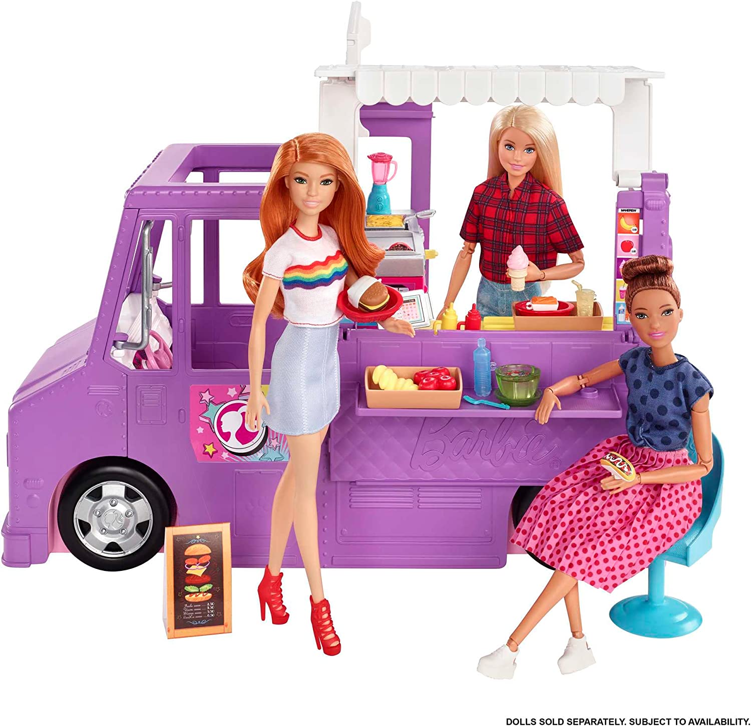 Barbie GMW07 - Food Truck Fahrzeug Spielset mit 30+ Zubehörteile