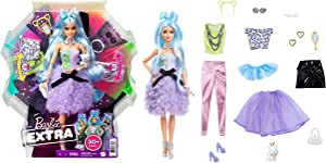 Barbie GYJ69 - Extra Deluxe Puppe mit blauem Haar, Moderad mit 30 Kombinationen, Spielzeug ab 3 Jahren