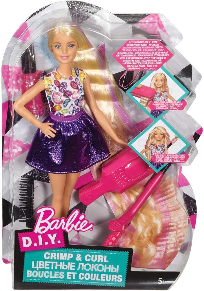 Barbie DWK49 - Hairstyling Spielset Crimp and Curl Puppe