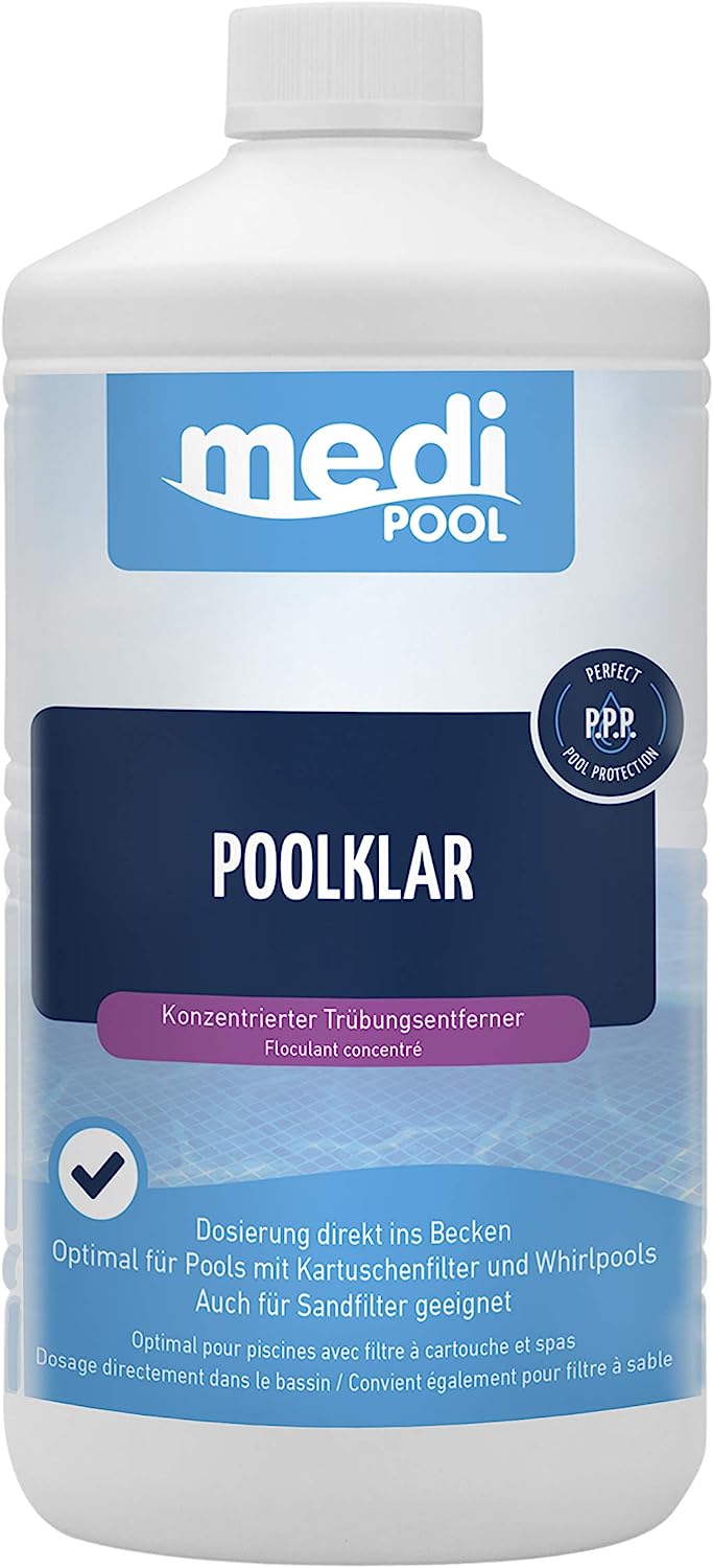 mediPOOL PoolKlar 1 L, Trübungsbeseitiger, Klareffekt, Wasserpflege Poolreiniger