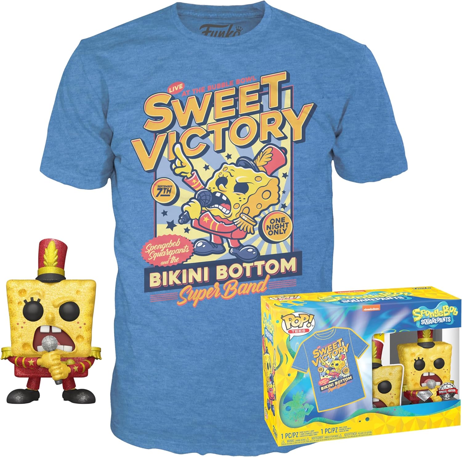 Spongebob Squarepants Funko Pop #561 Diamond Collection + T-Shirt (M) Neu 