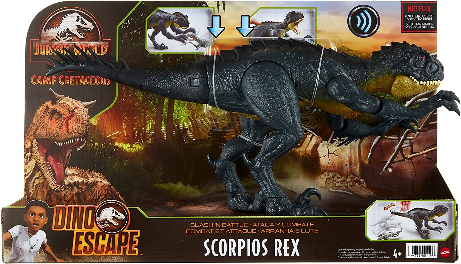 Jurassic World Scorpios Rex Dinosaurier Actionfigur mit Kampfaction
